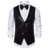 tuduoms Men's Suit Vest with Bow Tie Fashion Party Sequins Vests for Men Formal Slim Fit Wedding Dress Waistcoat Tuxedo Vest view 2