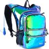 Hydration Backpack Pack with Cool Lights, 2L Water Bladder, Lightweight Bag for Running, Hiking, Bike, Climbing, Music Festival Essential, and Rave (Holographic-Green) view 2