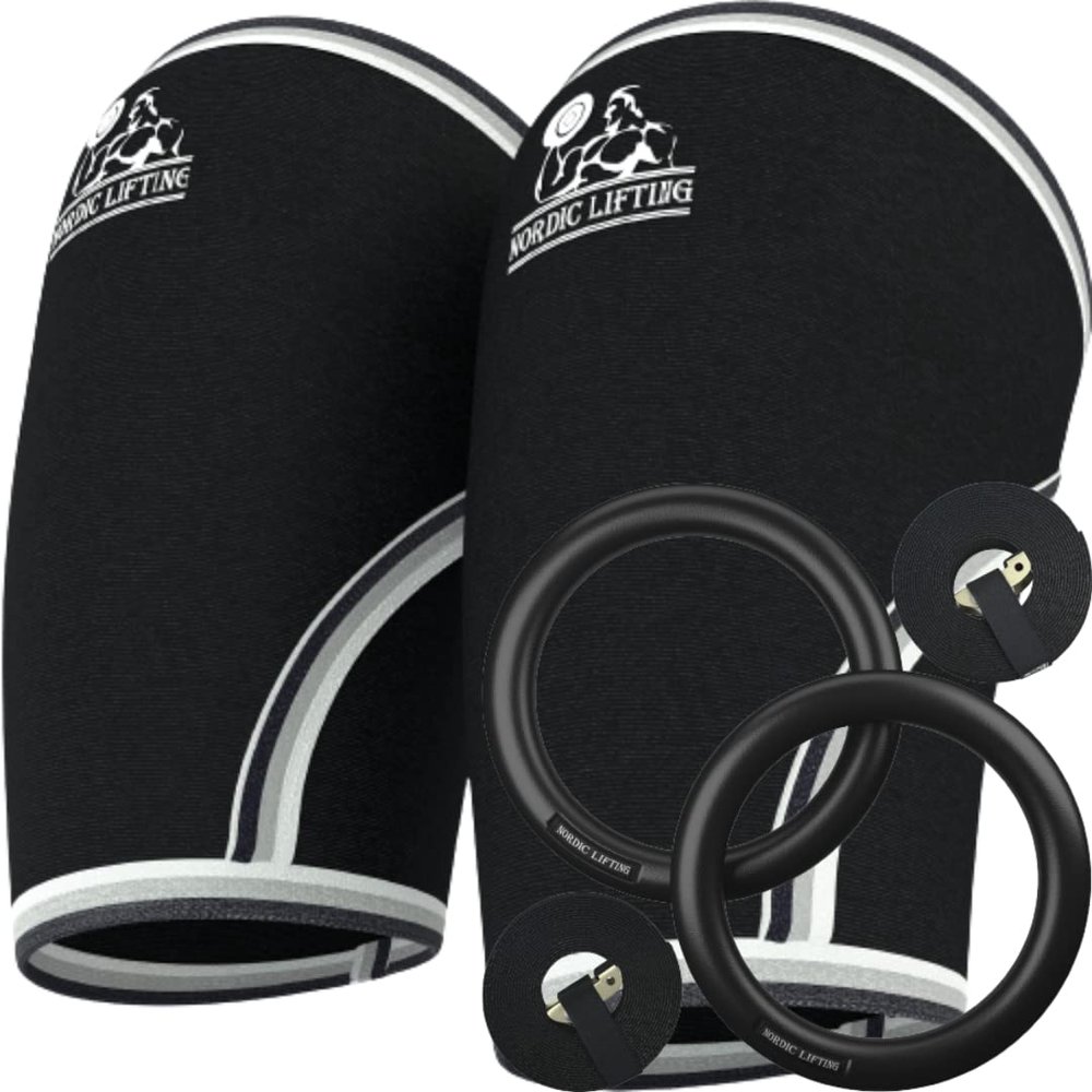 Nordic Lifting Elbow Sleeves XXLarge Bundle with Gymnastic Rings