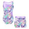 TSSOE Kids Girls Sleeveless Printed Gymnastics Dance Leotard Set Sports Performance Outfit Tracksuit Shadow 4 Years view 2