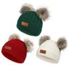 Century Star 6-36 Months Toddler Beanie - Baby Girl Winter Hats Warm Knit Baby Beanie Infant Pom Pom Cap 3Pcs White & Red & Green view 1