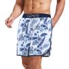 American Trends Men's Swimsuits Mens Swim Trunks with Compression Liner Summer Beachwear Bathing Suit for Men Medium White Blue Leaf view 2