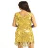 Kvysinly Women Ballroom Dress Sequin Dance Tassel Fringe Flapper Dress Salsa Latin Dance Performance Dancewear Gold Medium view 3