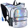 Hydration Backpack Pack with Cool Lights, 2L Water Bladder, Lightweight Bag for Running, Hiking, Bike, Climbing, Music Festival Essential, and Rave (Holographic-Silver) view 2