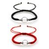 2PCS Glass Ball Bracelet Urn Bracelets Memorial Bracelets Urn Bangle for Ashes Glass Vial Pendant Transparent Cremation Storage Keepsake Adjustable (B-Red+Black)