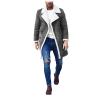 Men's Sherpa Lined Leather Coat Lapel Shearling Fur Long Coat Heavyweight Trench Coat Black Motocycle Bomber Jacket view 1