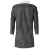 Men's Sherpa Lined Leather Coat Lapel Shearling Fur Long Coat Heavyweight Trench Coat Black Motocycle Bomber Jacket view 3