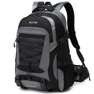 BOVIP 40L Hiking Backpack Waterproof Lightweight Daypack Travel Sports Camping Backpack for Men Women Gray