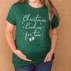 Christmas Pregnancy Shirt Merry and Pregnant Funny Cute Maternity Tees Xmas Graphc Pregnancy Announcement Short Sleeve Tops view 3
