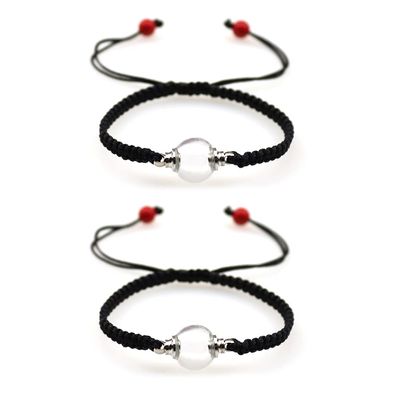 2PCS 2PCS Glass Ball Bracelet Memorial Bracelets Glass Vial Pendant Bracelet Urn Bangle for Ashes (A-Double Black)