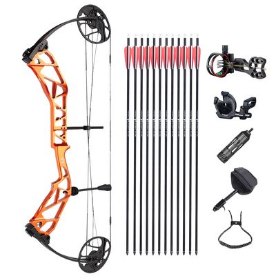 ZSHJGJR Compound Bow Kit, Hunting and Target, Limb Made in USA,BCY String; Draw Weight 19-70 lbs, Draw Length 19-30", IBO 320FPS, Package with Archery Hunting Accessories (Orange)
