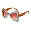 ailov Bling Bedazzled Rhinestone Sunglasses for Women Sparkly Glitter Diamond Rave Glasses Disco Accessories (Green/Tortoise) view 2