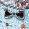 ailov Bling Bedazzled Rhinestone Sunglasses for Women Sparkly Glitter Diamond Rave Glasses Disco Accessories (Green/Tortoise) view 3
