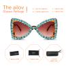 ailov Bling Bedazzled Rhinestone Sunglasses for Women Sparkly Glitter Diamond Rave Glasses Disco Accessories (Green/Tortoise) view 4