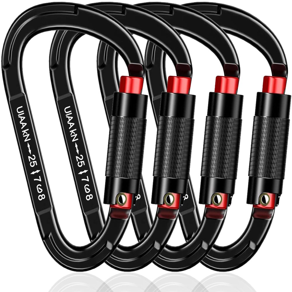 Auto Locking Carabiner Heavy Duty Carabiner 25kN UIAA Certified Climbing Carabiner Climbing Equipment Safety Carabiners for Rappelling, Hammocks, Rescue, Dog Leash, Swing