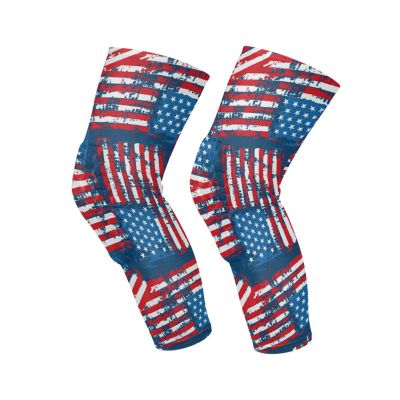 JUNZAN American Flag Basketball Knee Pads for Kids Youth Girls Long Sleeves Knee Pad Sport Kneepad for Volleyball Wrestling Football 1 Pair 4th July