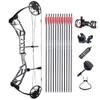 ZSHJGJR Compound Bow Kit, Hunting and Target, Limb Made in USA,BCY String; Draw Weight 19-70 lbs, Draw Length 19-30", IBO 320FPS, Package with Archery Hunting Accessories (Grey) view 1