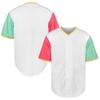 TKJPYWYH Blank Baseball Jersey Button Down Shirts,Men's Hip Hop Plain Short Sleeve Sports T Shirts S-3XL(White-Pink-Green,Medium) view 1