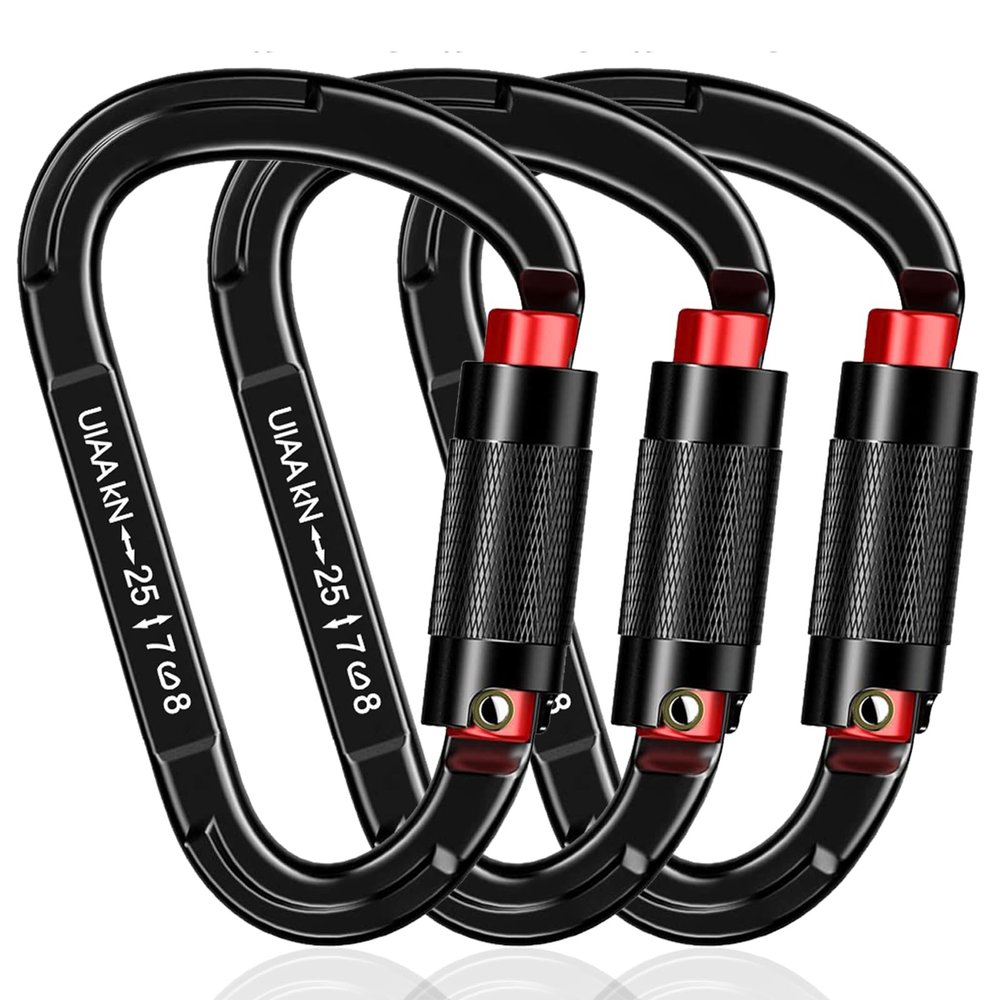 Auto Locking Carabiner Heavy Duty Carabiner 25kN UIAA Certified Climbing Carabiner Climbing Equipment Safety Carabiners for Rappelling, Hammocks, Rescue, Dog Leash, Swing