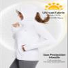 BALEAF Women's UPF 50+ Sun Protection Long Sleeve Zipper Hooded Neck White Shirt 2XL view 3