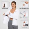 BALEAF Women's UPF 50+ Sun Protection Long Sleeve Zipper Hooded Neck White Shirt 2XL view 4