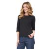 Womens 3/4 Sleeve Crew Neck T-Shirt  Soft Jersey Knit Top, Comfortable Casual Wear Black/L view 1