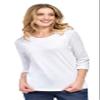 Womens 3/4 Sleeve Crew Neck T-Shirt  Soft Jersey Knit Top, Comfortable Casual Wear Black/L view 3