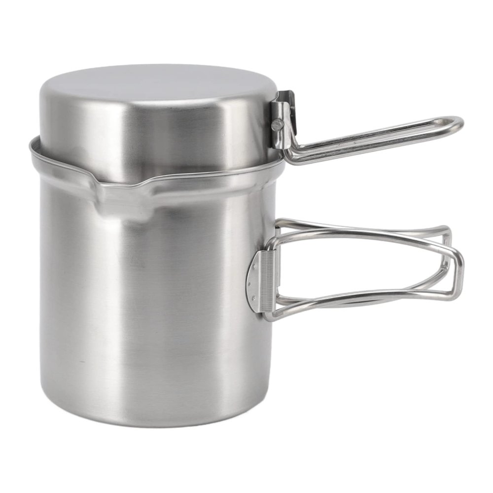 Stainless Steel Portable Windproof Pot Set,Outdoor Wood Stove Cooking Pot Set, Camping Cookware for Stew, Sauce, Reheat Food, Induction for Hiking Camping for Family Meals, Wood Stove Cooking Pot