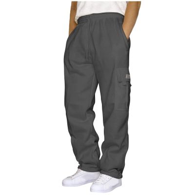 DIYAGO Cargo Sweatpants for Men Heavyweight Jogger Open Bottom Trousers Baggy Adjustable Streetwear Sweatpants Hip Hop Straight Leg Winter Warm Cargo Pants Athletic Fit Stretch Waist Track Pants