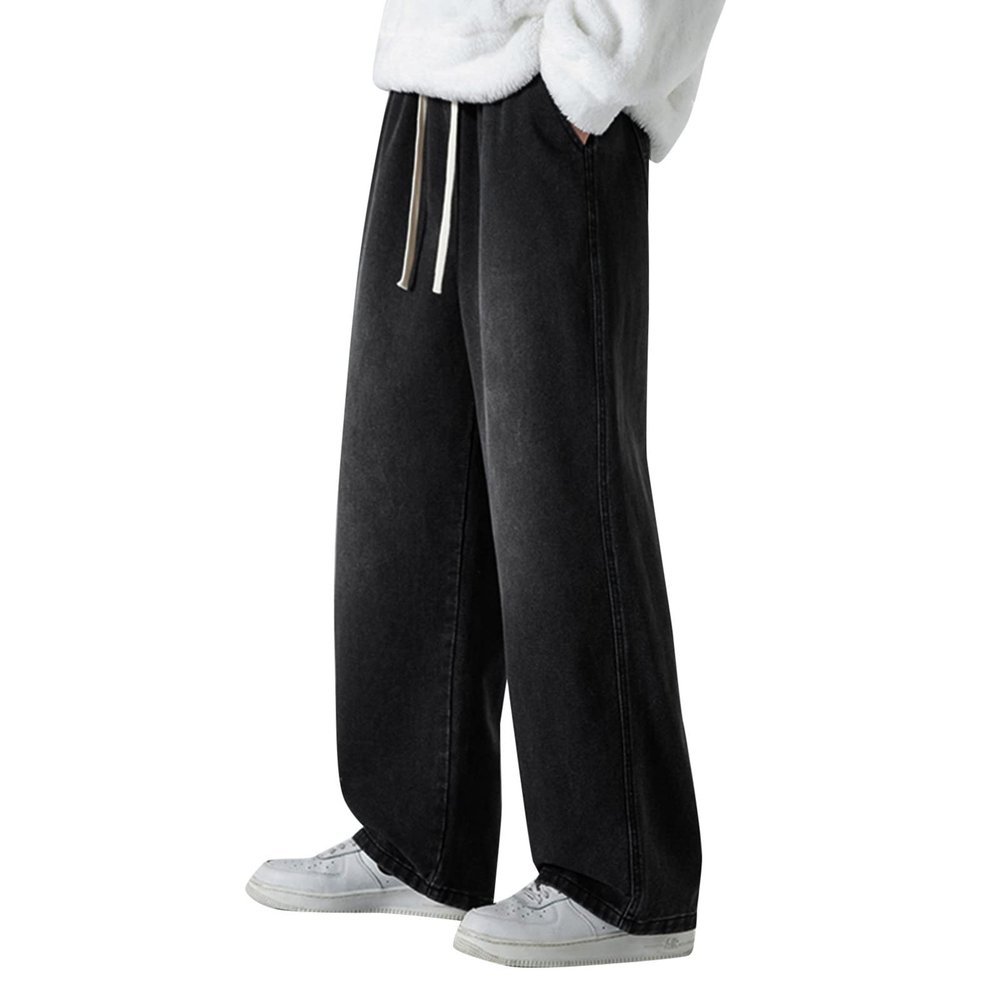 DIYAGO Jeans for Men Relaxed Fit Straight Leg Trendy Athletic Denim Pants Hip Hop Western Design Spring Jean Trousers Original Black Jeans Baggy Teenager Big and Tall Streetwear Wide Leg Jeans