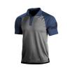 H HYFOL Polo Shirts for Men Contrast Color Short Sleeve Graphic Stretch American Patriotic Raglan Golf Polos for Men(Grey Blue,S) view 1