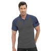H HYFOL Polo Shirts for Men Contrast Color Short Sleeve Graphic Stretch American Patriotic Raglan Golf Polos for Men(Grey Blue,S) view 2