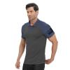 H HYFOL Polo Shirts for Men Contrast Color Short Sleeve Graphic Stretch American Patriotic Raglan Golf Polos for Men(Grey Blue,S) view 3