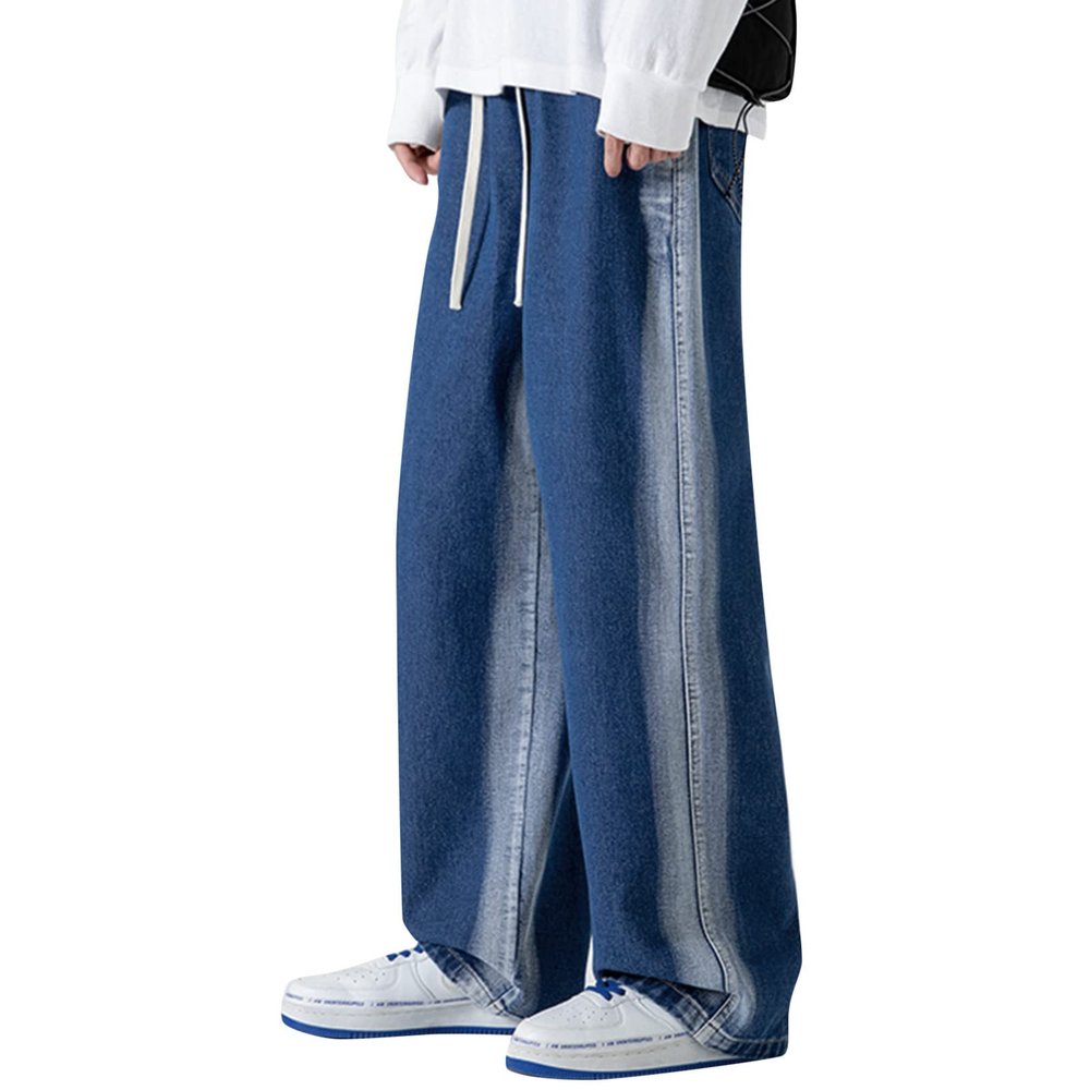 DIYAGO Jeans for Men Relaxed Fit Straight Leg Trendy Athletic Denim Pants Hip Hop Western Design Spring Jean Trousers Original Black Jeans Baggy Teenager Big and Tall Streetwear Wide Leg Jeans