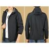 DGHM-JLMY Men's Casual Windproof Sports Zipper Hood Water Resistant Hooded Hiking Jackets Hoodie Tactical Softshell Coat (Black,Small) view 3