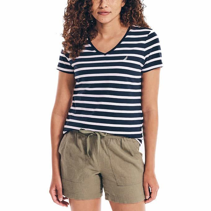 Nautica Womens Logo Tee Color Blue Size Medium