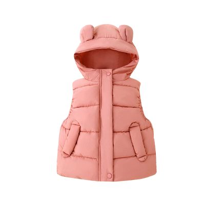 EnJoCho 1-5 Years Toddler Kids Boys Girls Winter Warm Lightweight Bear Ears Hooded Sleeveless Padded (Red-A#67, 12-18 Months)
