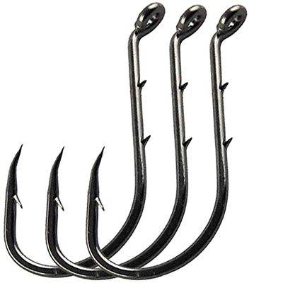 50pcs Baitholder Fishing Hooks Barbed Fishing Jig Hooks Offset Octopus Hooks Strong Sharp High Carbon Steel Bait Holder Hooks for Freshwater Saltwater Fishing (5/0)