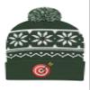 Target Snowflake Beanie Embroidered Dartboard Ugly Christmas Beanie Xmas Hat (Forest Green White) view 1