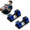 Adjustable Dumbbells Set [Bells of Steel] Nuobell Dumbbell Adjustable Weight Set, Machined Steel Weight Plates, Knurled Handle, 5-50 lb, Sold in Pairs, Blue view 1