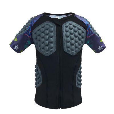 Topeter Football Padded Shirt for Youth, Kids Compression Rib Protector Shirts with Rib/Chest/Shoulder/Back Pads for Boys & Girls (Purple YXL)