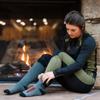 DOING SOMETHING GREAT Women's D-Tech Crewneck Hunting Base Layer Shirts (Black/Olive, Small) view 3