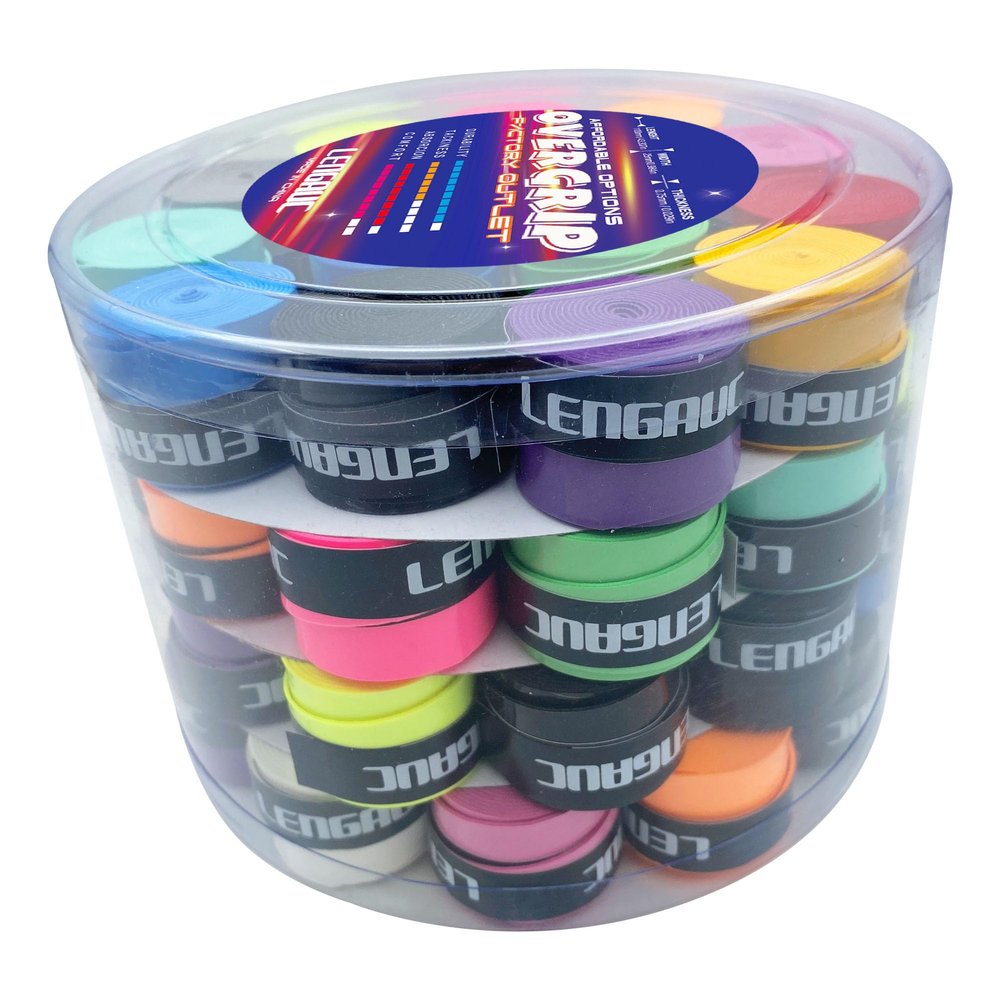 LENGAUC Racket Grip Tape,Tacky Overgrips,Pickleball,Paddle,Tennis,Badminton, 60 Pack,Absorb Sweatbands Stretchy Anti Slip Protector Handle Overgrips. (60 Pack 0.029 inch Assorted Colours)