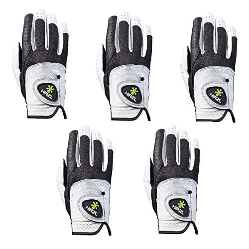 HIRZL Trust Control 2.0 Golf Gloves, All Weather Mens Golf Glove, White/Black, Kangaroo Leather Palm, Cabretta Leather Backhand, Trusted by Pros, Sweat Free, Ultimate Grip