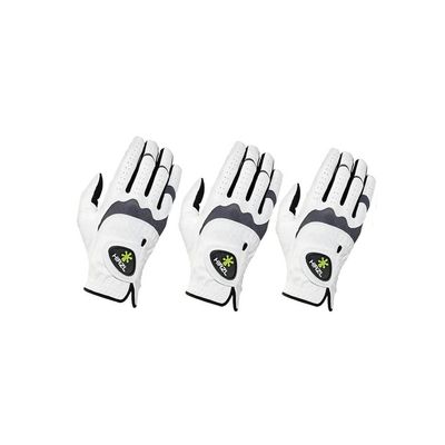 HIRZL Trust Hybrid Mens All Weather Golf Glove | Kangaroo Leather | Grip and Ergonomic Fit, Medium, Worn on Right Hand - (Pack of 3)