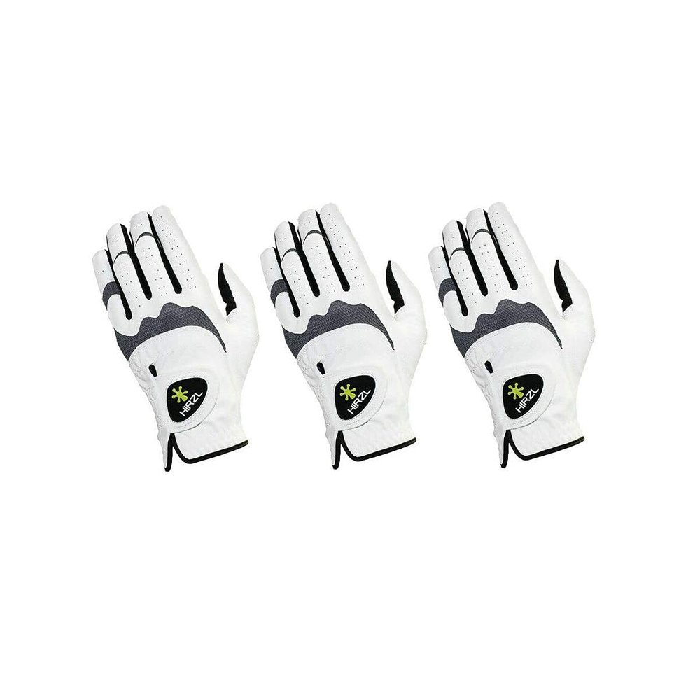HIRZL Trust Hybrid Mens All Weather Golf Glove | Kangaroo Leather | Ultimate Grip and Ergonomic Fit | Small, Worn on Left Hand - (Pack of 3)