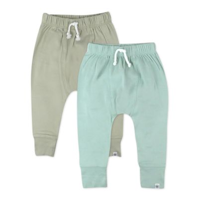 HonestBaby Multipack Honest Pants Joggers Pull on 100% Organic Cotton for Infant Baby and Toddler, Boys, Girls, Unisex, Sage Ombre, 0-3 Months