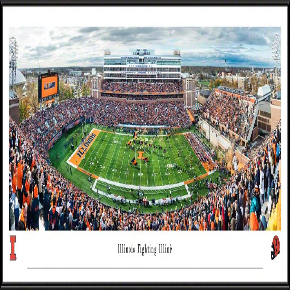 Illinois Football - 40.25x13.75-inch Standard Framed Print by Blakeway Panoramas