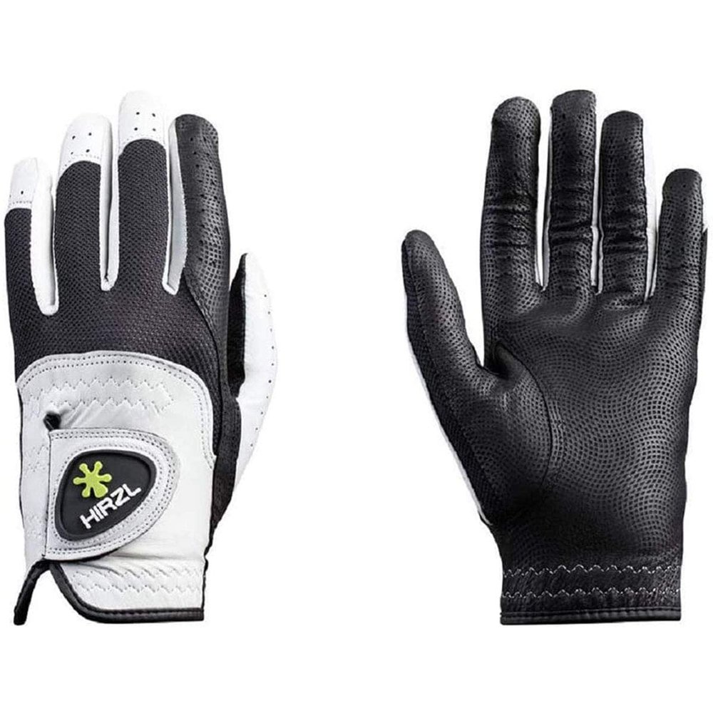 HIRZL Trust Control 2.0 Golf Glove, All Weather Mens Golf Glove, White/Black, Kangaroo Leather Palm, Cabretta Leather Backhand, Trusted by Pros, Sweat Free, Ultimate Grip