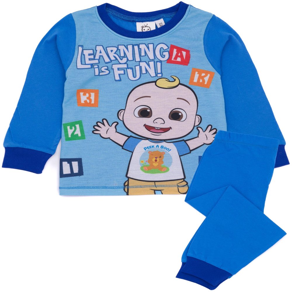 CoComelon Boys Pajama Set | Kids Blue Musical Loungewear T-Shirt & Pants Complete PJ Bundle | Learning is Fun with JJ Pajama
